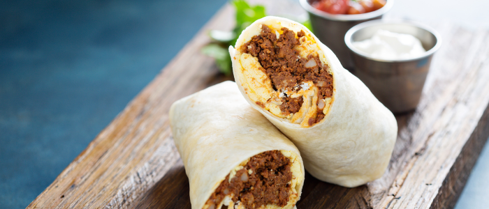 A delicious bean and cheese burrito – a great budget-friendly meal option