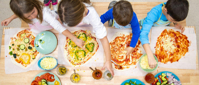 Family preparing a meal together